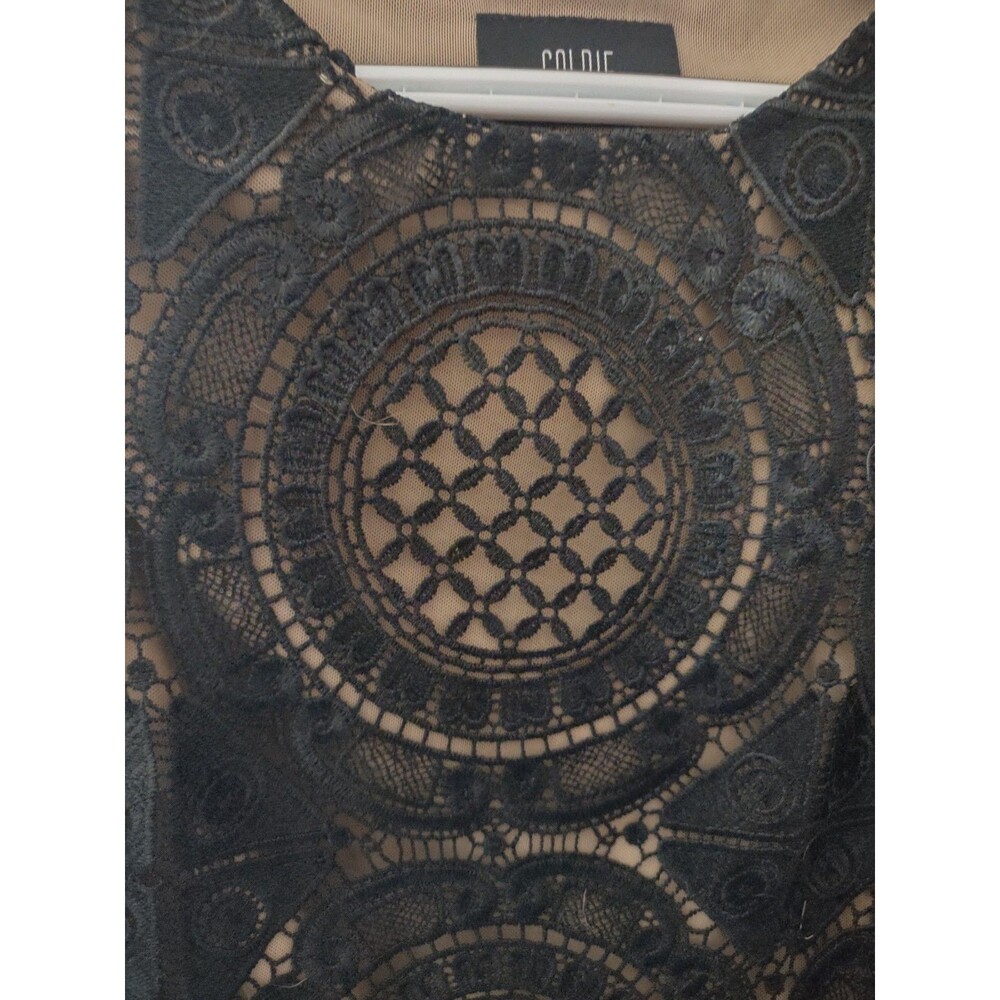 Goldie Crochet Medallion Black Lace Lined Dress Women's Size Small - Picture 3 of 12